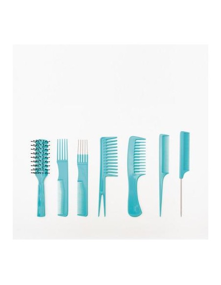 SET DE 7 PEINES COLOR AZUL